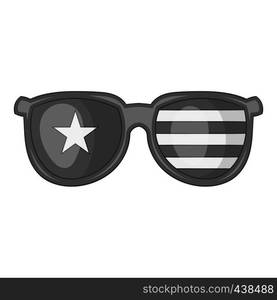 Independence day sunglasses icon in monochrome style isolated on white background vector illustration. Independence day sunglasses icon monochrome