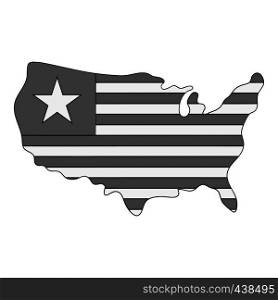 Independence day usa map icon in monochrome style isolated on white background vector illustration. Independence day usa map icon monochrome