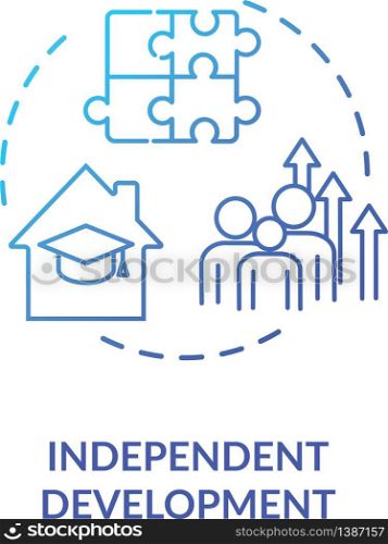 Independent development concept icon. Family relationship, successful parenting idea thin line illustration. Children education. Vector isolated outline RGB color drawing. Independent development concept icon