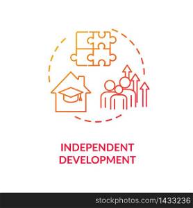 Independent development concept icon. Family relationship, successful parenting idea thin line illustration. Children home education. Vector isolated outline RGB color drawing. Independent development concept icon