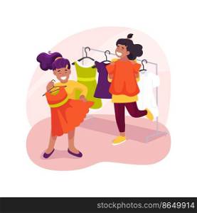Independent dressing and grooming isolated cartoon vector illustration. Kid learns to dress independently, child puts clothes on, self-care skills, kindergarten, early education vector cartoon.. Independent dressing and grooming isolated cartoon vector illustration.
