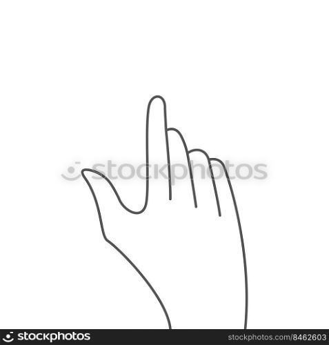 Index finger hand. Outline style. Flat vector illustration isolated on white background.. Index finger hand. Flat vector illustration isolated on white