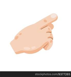 Index finger. Hand points. Part of arm. Direction of movement and indication. Modern trendy flat cartoon.. Index finger. Hand points. Part of arm.