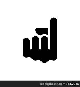 Index finger pointing up black glyph icon. Upward direction sign. Hand gesture usage. Body language signal. Silhouette symbol on white space. Solid pictogram. Vector isolated illustration. Index finger pointing up black glyph icon