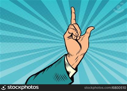 index finger up gesture, pop art retro vector illustration