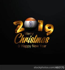 India Flag 2019 Merry Christmas Typography. New Year Abstract Celebration background