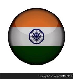 india Flag in glossy round button of icon. india emblem isolated on white background. National concept sign. Independence Day. Vector illustration.