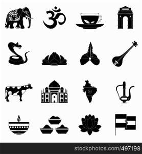 India icons in black simple style for web and mobile devices. India icons black