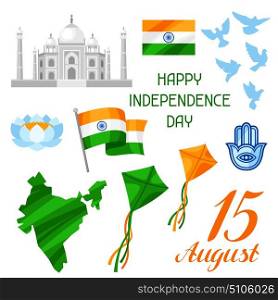 India Independence Day set of objects. Celebration 15 th of August. India Independence Day set of objects. Celebration 15 th of August.
