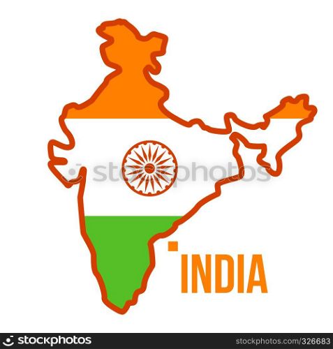 India Map Vector. Flag Flat Cartoon Illustration. India Map Vector. Flag Isolated Flat Cartoon Illustration