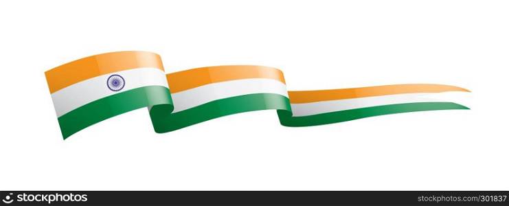 India national flag, vector illustration on a white background. India flag, vector illustration on a white background