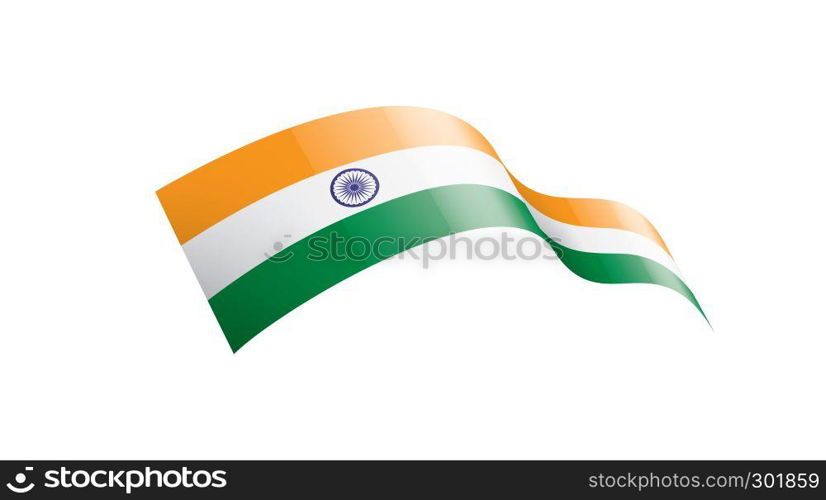 India national flag, vector illustration on a white background. India flag, vector illustration on a white background