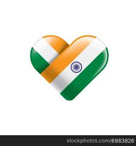 India national flag, vector illustration on a white background. India flag, vector illustration on a white background