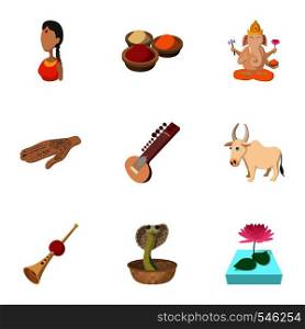 India Republic icons set. Cartoon illustration of 9 India Republic vector icons for web. India Republic icons set, cartoon style