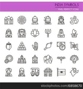 India Symbols , Thin Line and Pixel Perfect Icons