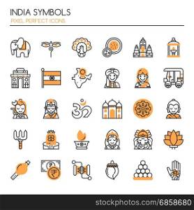 India Symbols , Thin Line and Pixel Perfect Icons