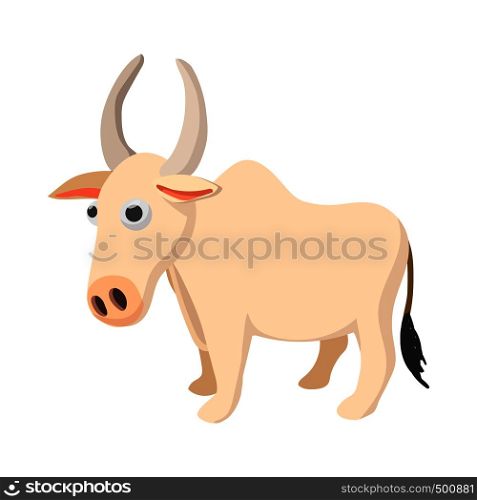 Indian cow icon in cartoon style on a white background . Indian cow icon, cartoon style