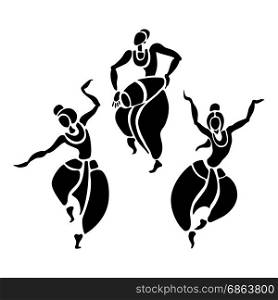 Indian dancers. Vector Illustration.. Indian dancers. Dancing people in ethnic style. Vector Illustration.