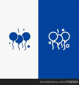 Indian, Day, Balloon, India Line and Glyph Solid icon Blue banner Line and Glyph Solid icon Blue banner