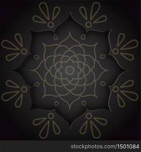 Indian design card in paper style with rangoli and mandala pattern on black background