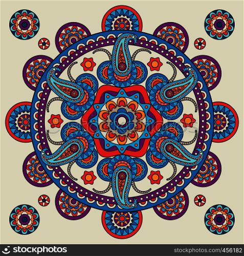 Indian doodle paisley boho mandala. Vector illustration. Indian doodle paisley boho mandala