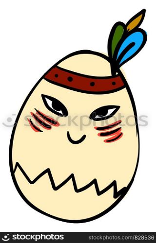 Indian egg with eyes, illustration, vector on white background.