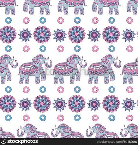 Indian elephant seamless pattern. Animal decorated illustrations indian vector colored background. Elephant animal indian, pattern seamless decorative. Indian elephant seamless pattern. Animal decorated illustrations indian vector colored background
