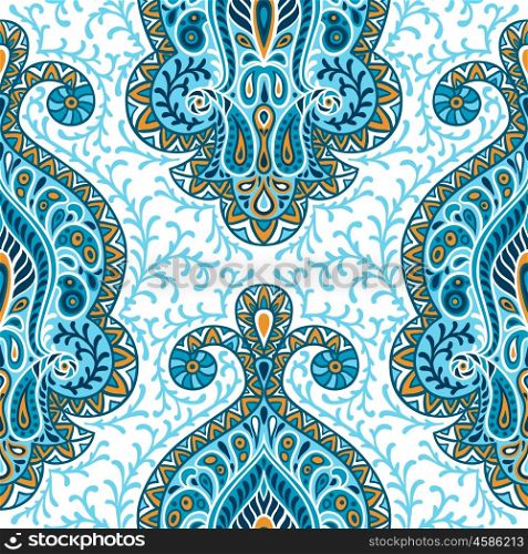 Indian ethnic seamless pattern with hand drawn ornament. Indian ethnic seamless pattern with hand drawn ornament.
