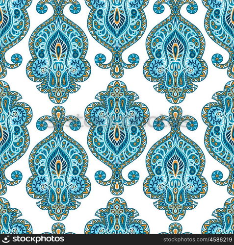 Indian ethnic seamless pattern with hand drawn ornament. Indian ethnic seamless pattern with hand drawn ornament.