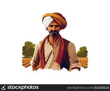 Indian farmer. Vector illustration design.
