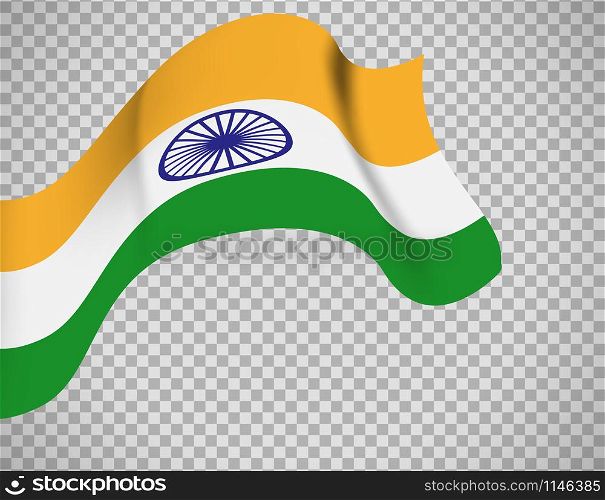 Indian flag icon on transparent background. Vector illustration. Indian flag on transparent background