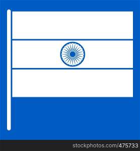 Indian flag icon white isolated on blue background vector illustration. Indian flag icon white