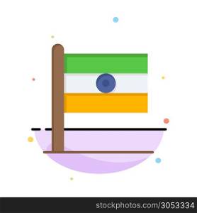 Indian, Flag, Sign, Day Abstract Flat Color Icon Template