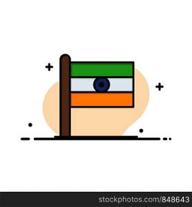 Indian, Flag, Sign, Day Business Logo Template. Flat Color