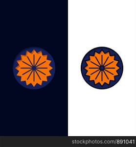 Indian, Flag, Sign, Day Icons. Flat and Line Filled Icon Set Vector Blue Background