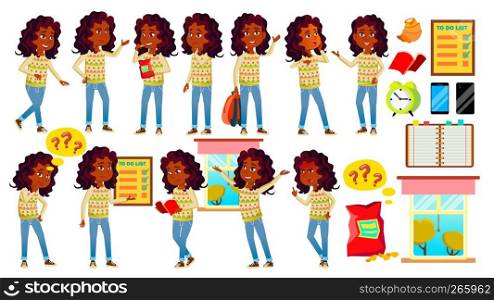 Indian Girl Kid Poses Set Vector. High School Child. Hindu. Asian. Teenage. Book, Workspace, Board. For Advertisement Greeting Announcement Design Cartoon Illustration. Indian Girl Kid Poses Set Vector. High School Child. Hindu. Asian. Teenage. Book, Workspace, Board. For Advertisement, Greeting, Announcement Design. Isolated Cartoon Illustration