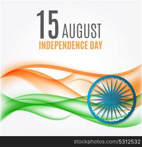 Indian Independence Day Background with Waves and Ashoka Wheel. Vector Illustration. EPS10. Indian Independence Day Background with Waves and Ashoka Wheel. Vector Illustration.