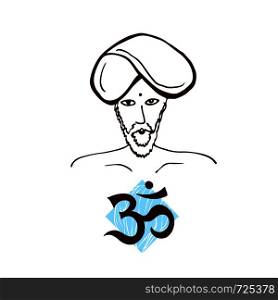 Indian men icon. Om sign. Vector print illustration. Indian men icon. Om sign. Vector print illustration.