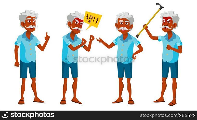 Indian Old Man Poses Set Vector. Elderly People. Hindu. Asian. Senior Person. Aged. Positive Pensioner. Advertising, Placard, Print Design Isolated Illustration. Indian Old Man Poses Set Vector. Elderly People. Hindu. Asian. Senior Person. Aged. Positive Pensioner. Advertising, Placard, Print Design. Isolated Cartoon Illustration