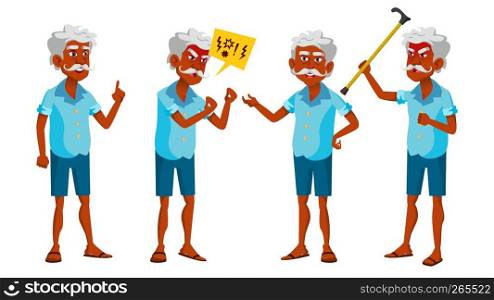 Indian Old Man Poses Set Vector. Elderly People. Hindu. Asian. Senior Person. Aged. Positive Pensioner. Advertising, Placard, Print Design Isolated Illustration. Indian Old Man Poses Set Vector. Elderly People. Hindu. Asian. Senior Person. Aged. Positive Pensioner. Advertising, Placard, Print Design. Isolated Cartoon Illustration