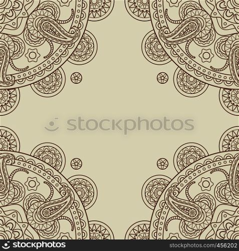 Indian paisley boho floral corners frame. Vector illustration. Indian paisley boho floral corners frame