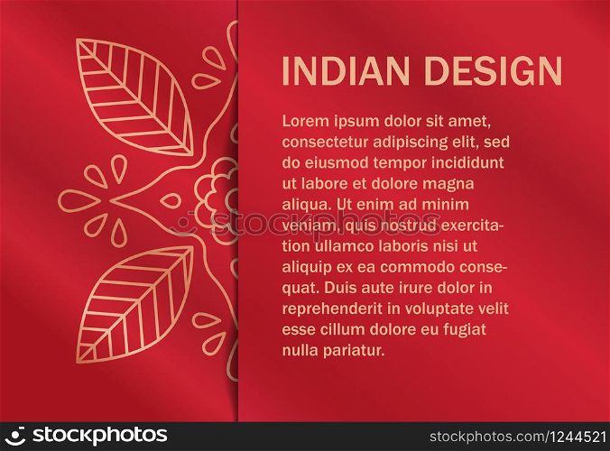 Indian pattern and ornament flower and leaf on red fabric texture poster