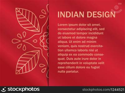 Indian pattern and ornament flower and leaf on red fabric texture poster