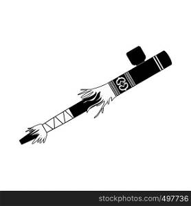 Indian peace pipe icon. Black simple style. Indian peace pipe icon