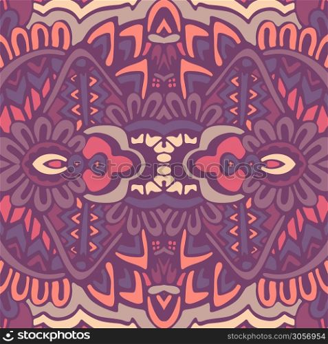 Indian psychedelic art pattern. Ethnic doodle line ornament. Can be used for textile, greeting card, coloring book, phone case print. Abstract festive colorful grunge vector ethnic tribal pattern