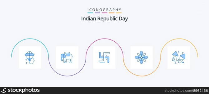 Indian Republic Day Blue 5 Icon Pack Including celebrate. hindu. indian. diwali. decorate