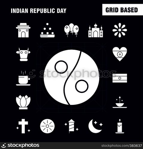 Indian Republic Day Solid Glyph Icon Pack For Designers And Developers. Icons Of Kite, Festival, Flying, India, Indian, Pot, Food, Day, Vector