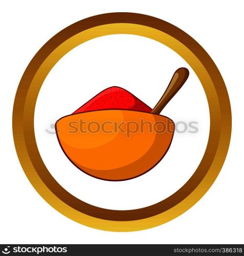 Indian spice vector icon in golden circle, cartoon style isolated on white background. Indian spice vector icon
