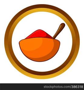 Indian spice vector icon in golden circle, cartoon style isolated on white background. Indian spice vector icon