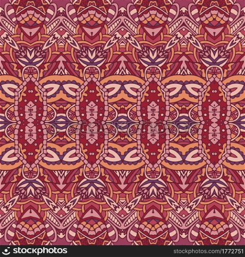 Indian tribal seamless pattern fort fabric. Bohemian nomadic style doodle handdrawn arts. Intricate ornament.. Abstract ornamental textile design. Ethnic seamless pattern. Vector ethnic art background.
